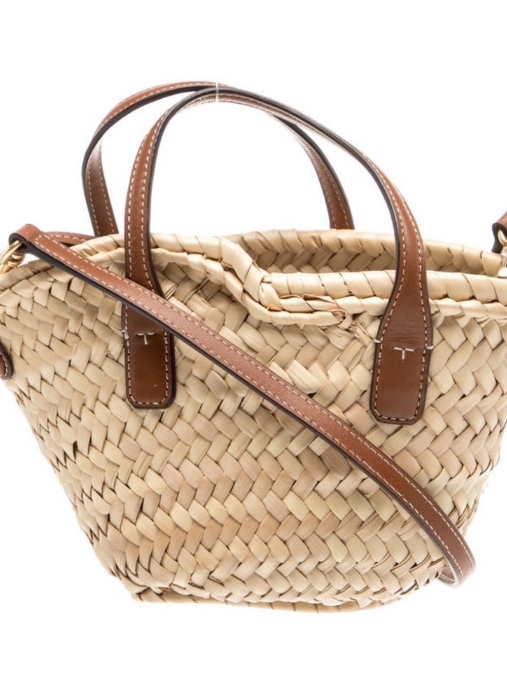 Tory Burch Natural Woven Straw Tote with Brown Leather Trim - Picture 12 of 12